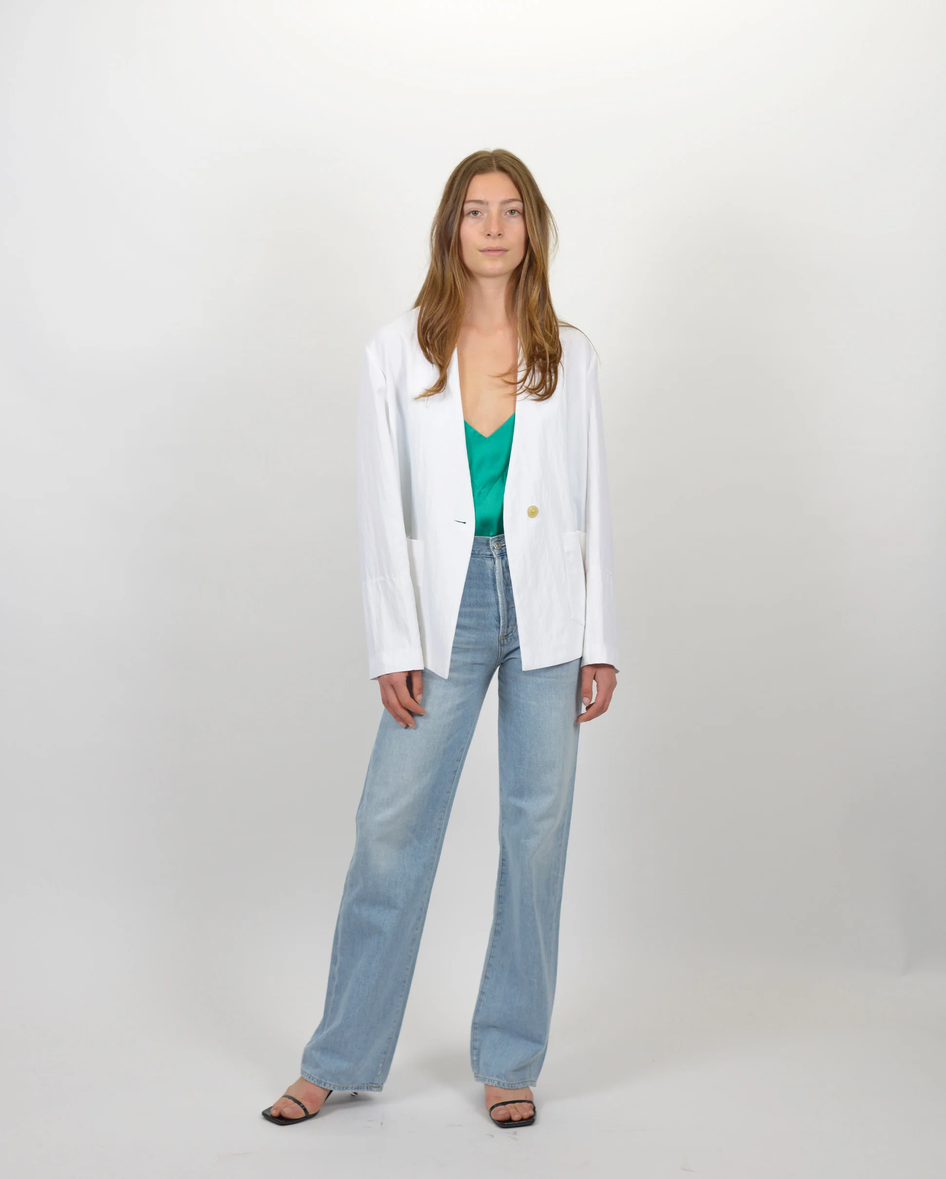 VISCOSE COTTON TWILL DOUBLE BREASTED JACKET / TERRA - Image 2