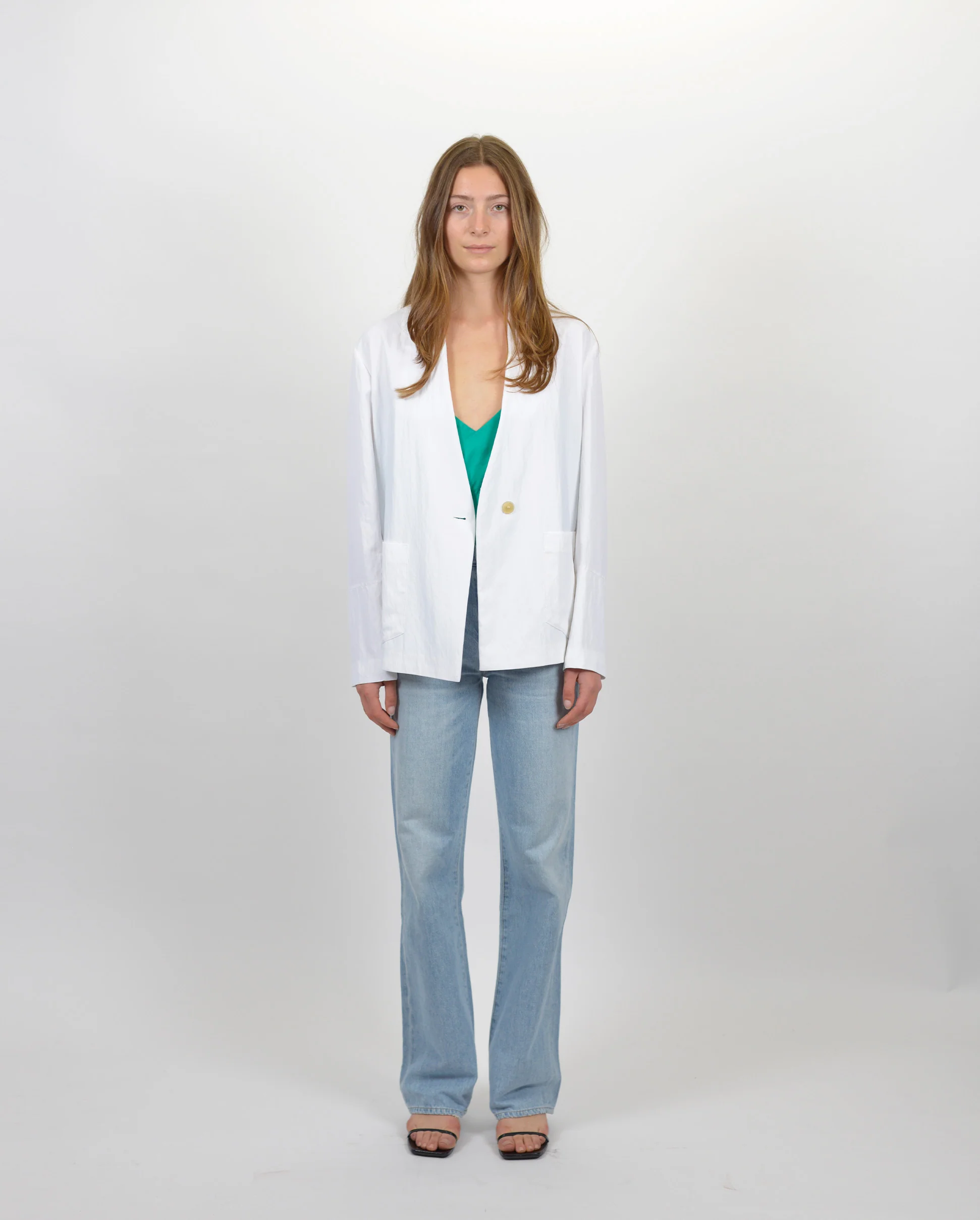 VISCOSE COTTON TWILL DOUBLE BREASTED JACKET / TERRA - Image 4